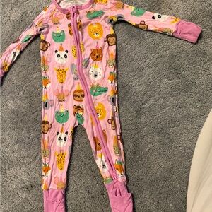 Little Sleepies Pink Animal Print Kids Footie